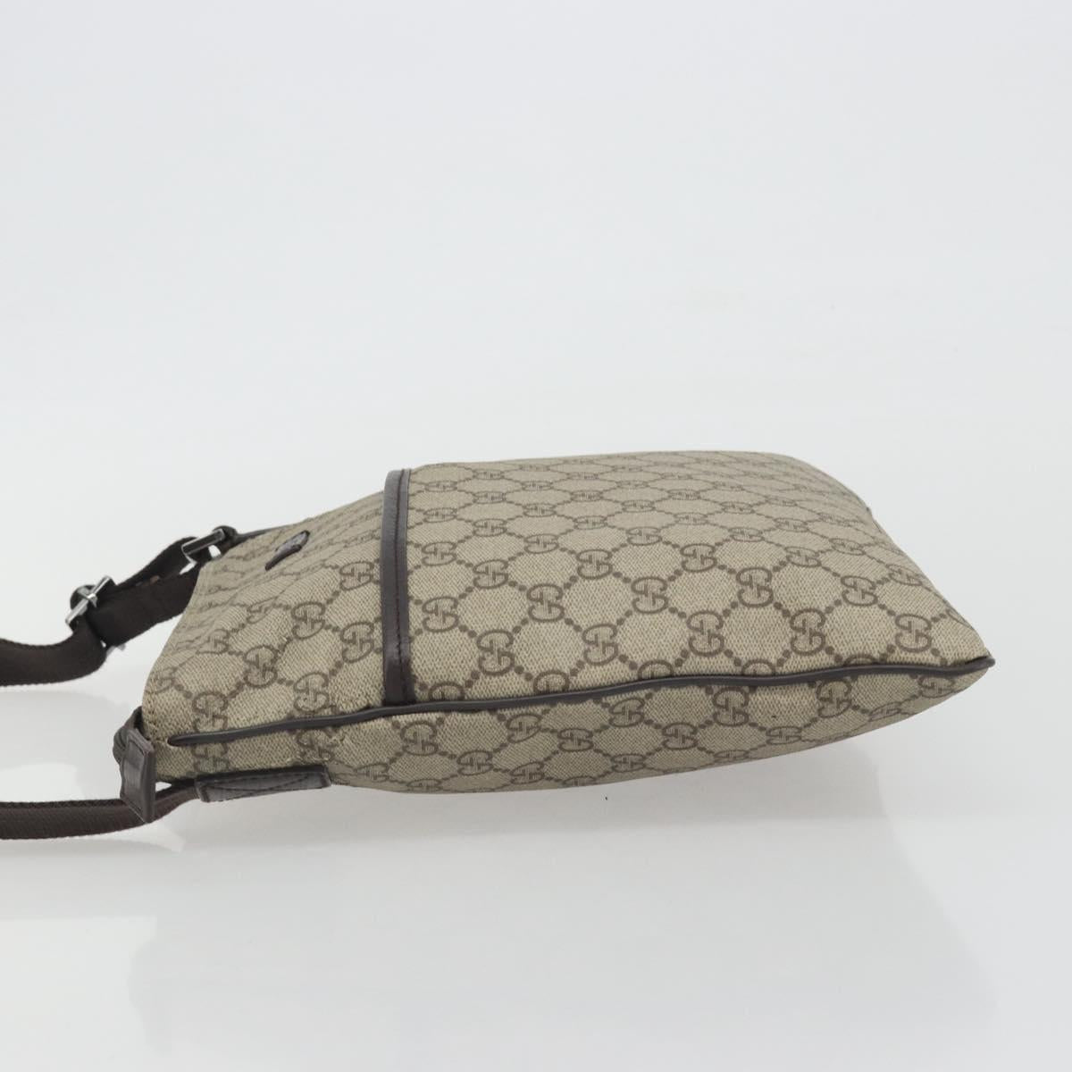GUCCI GG Supreme Shoulder Bag PVC Leather Beige Silver 141626 Auth ep15158