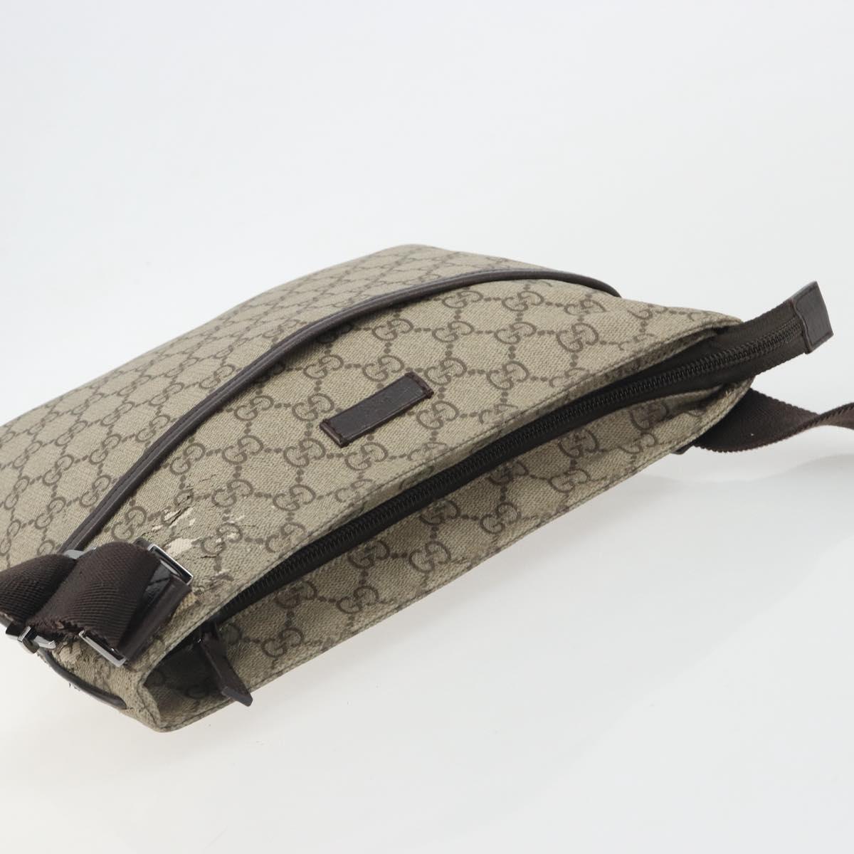 GUCCI GG Supreme Shoulder Bag PVC Leather Beige Silver 141626 Auth ep15158
