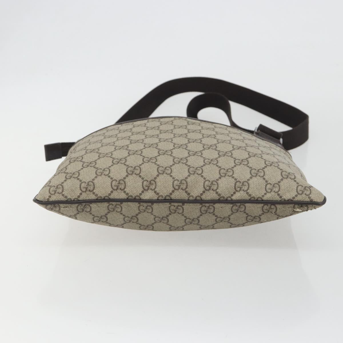 GUCCI GG Supreme Shoulder Bag PVC Leather Beige Silver 141626 Auth ep15158