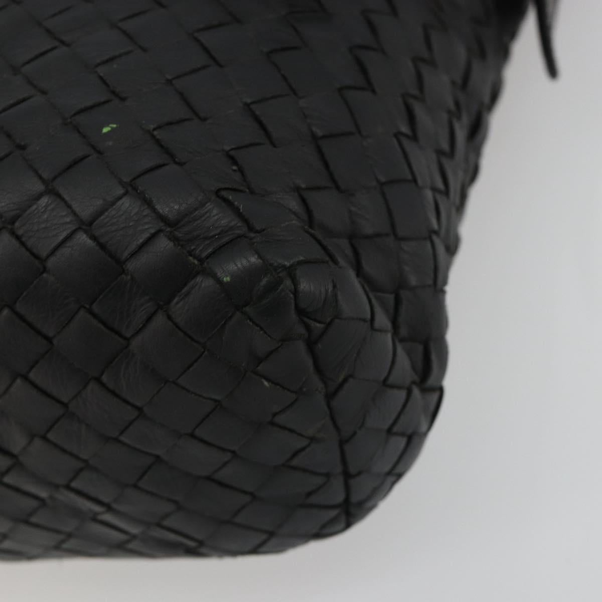BOTTEGA VENETA INTRECCIATO Shoulder Bag Leather Black Auth ep15159