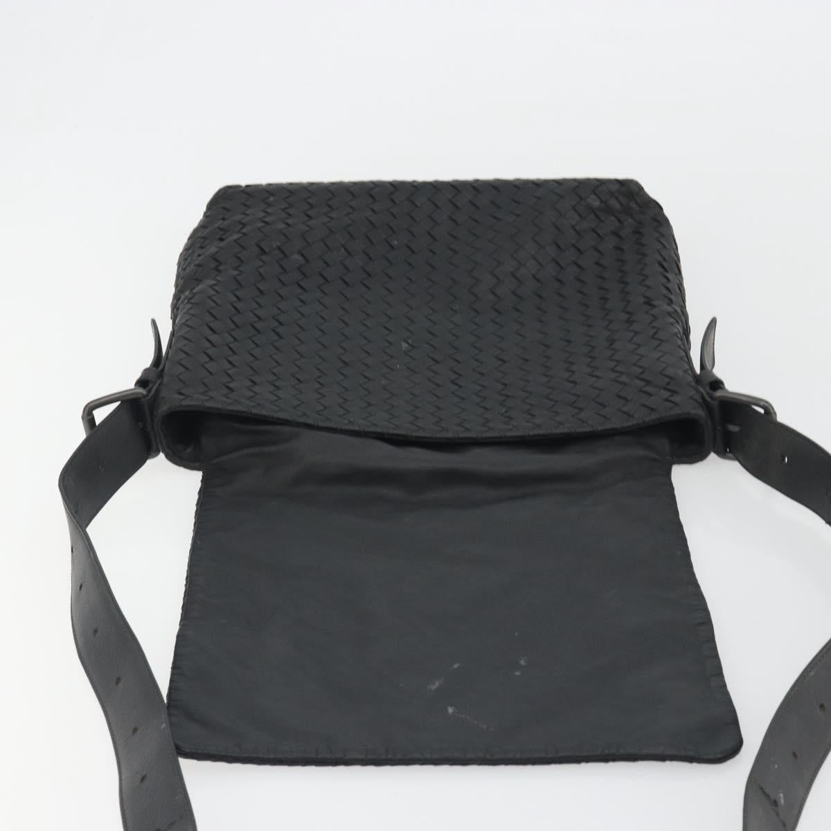 BOTTEGA VENETA INTRECCIATO Shoulder Bag Leather Black Auth ep15159