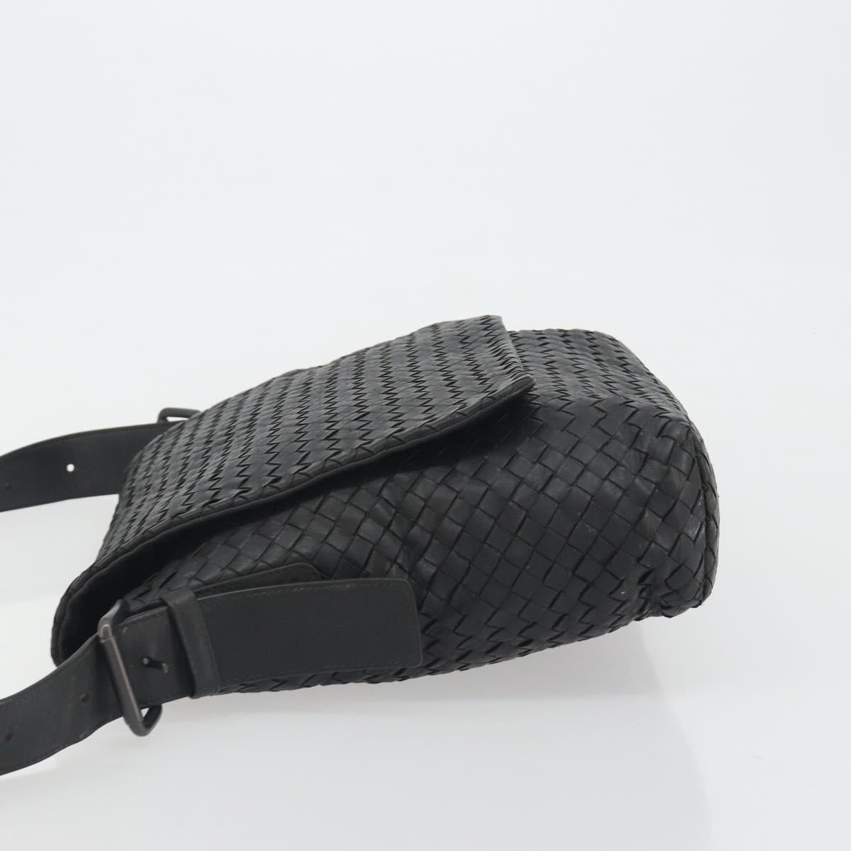 BOTTEGA VENETA INTRECCIATO Shoulder Bag Leather Black Auth ep15159