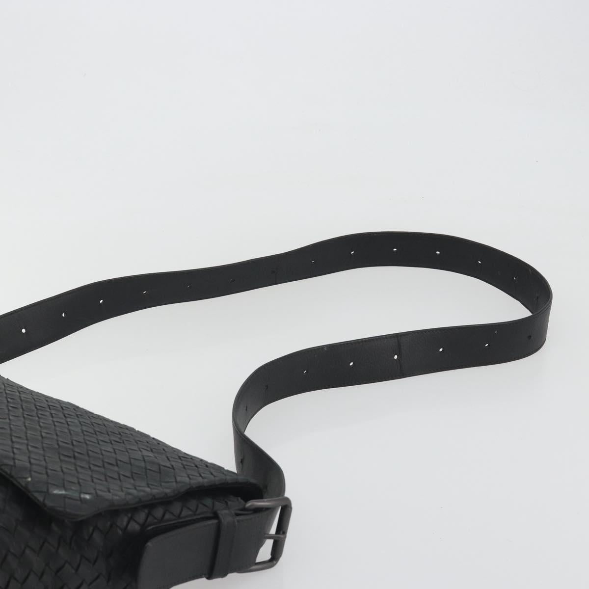 BOTTEGA VENETA INTRECCIATO Shoulder Bag Leather Black Auth ep15159