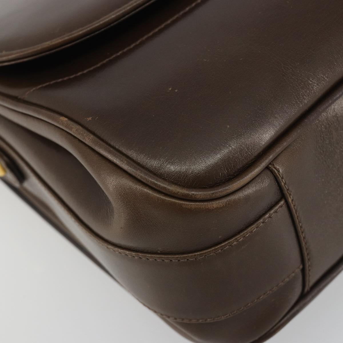 GUCCI Hand Bag Leather Brown Gold Tone Auth ep15160