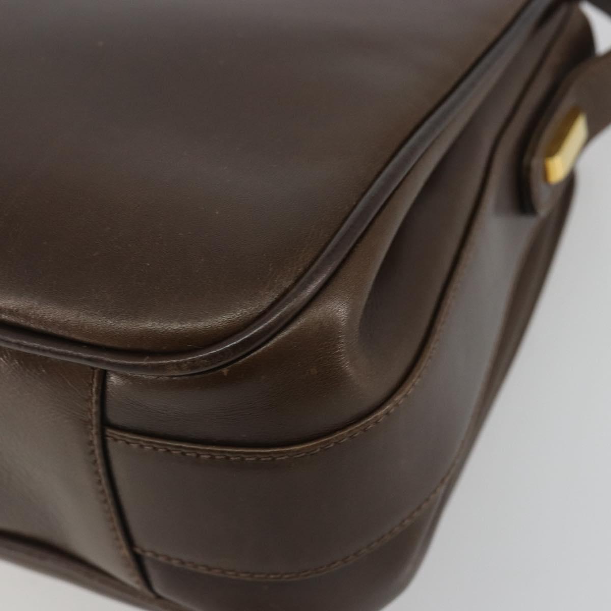 GUCCI Hand Bag Leather Brown Gold Tone Auth ep15160