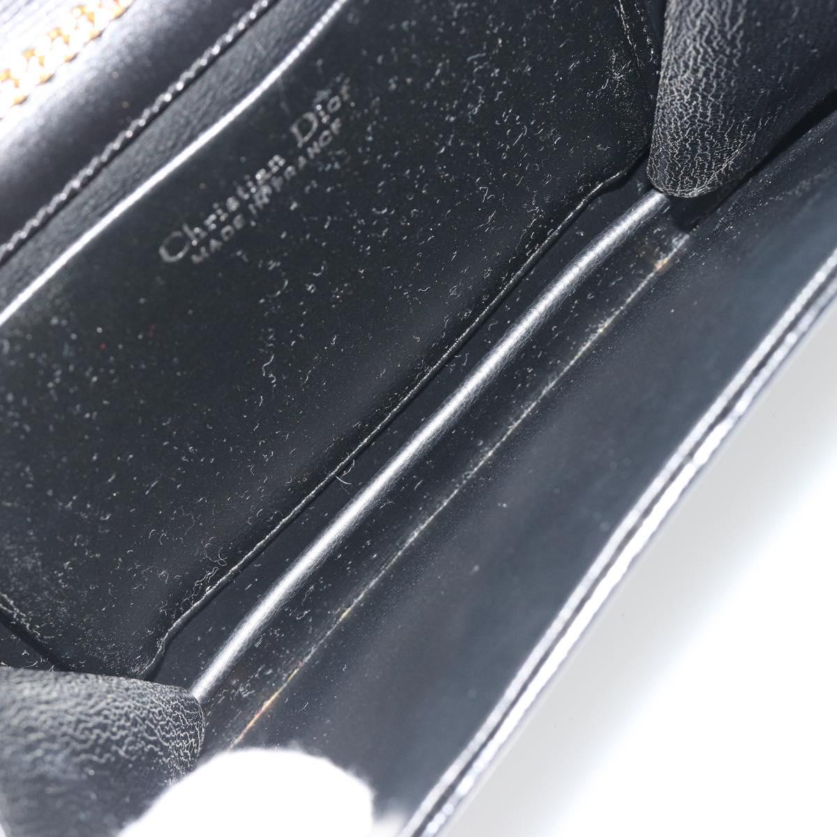 Christian Dior Chain Shoulder Bag Leather Black Gold Tone Auth ep15162