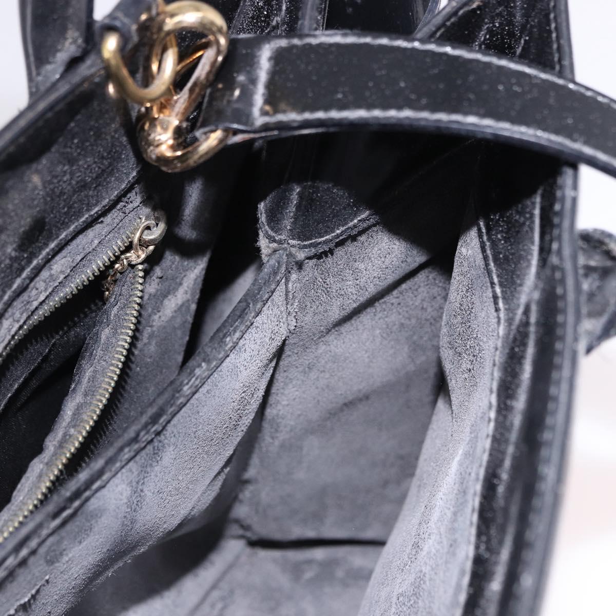 GUCCI Hand Bag Patent 2way Black Gold Tone 000 2404 0503 Auth ep15163