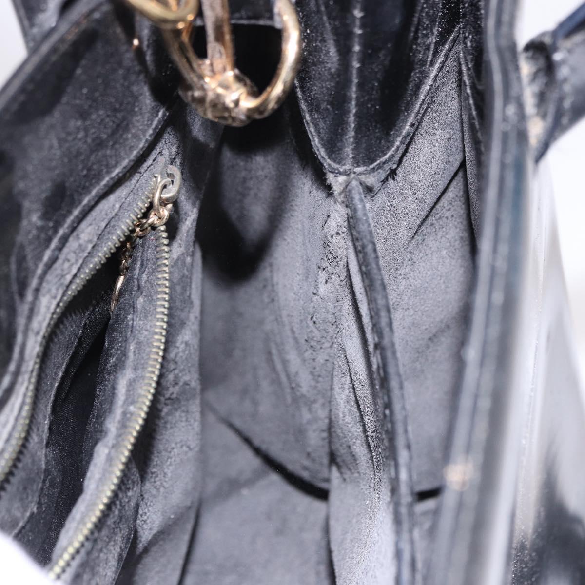 GUCCI Hand Bag Patent 2way Black Gold Tone 000 2404 0503 Auth ep15163