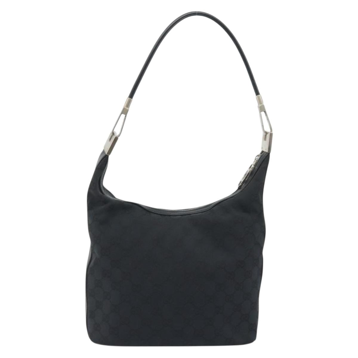 GUCCI GG Canvas Shoulder Bag Black Silver 001 3814 Auth ep15165A
