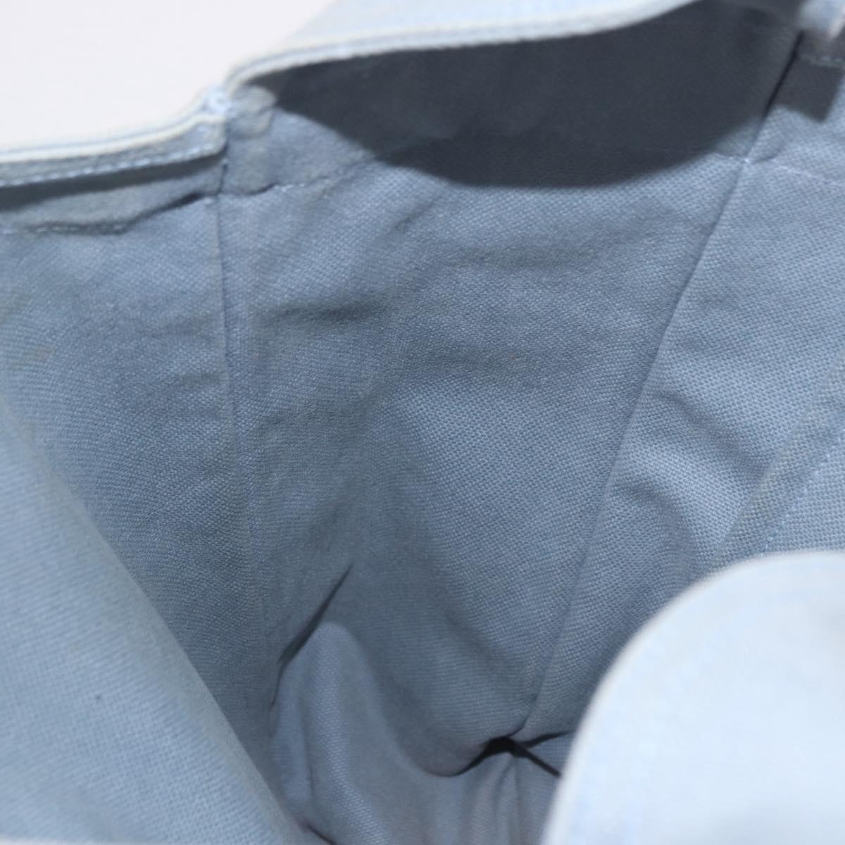 HERMES Marwali GM Shoulder Bag Canvas Light Blue Silver Auth ep15167