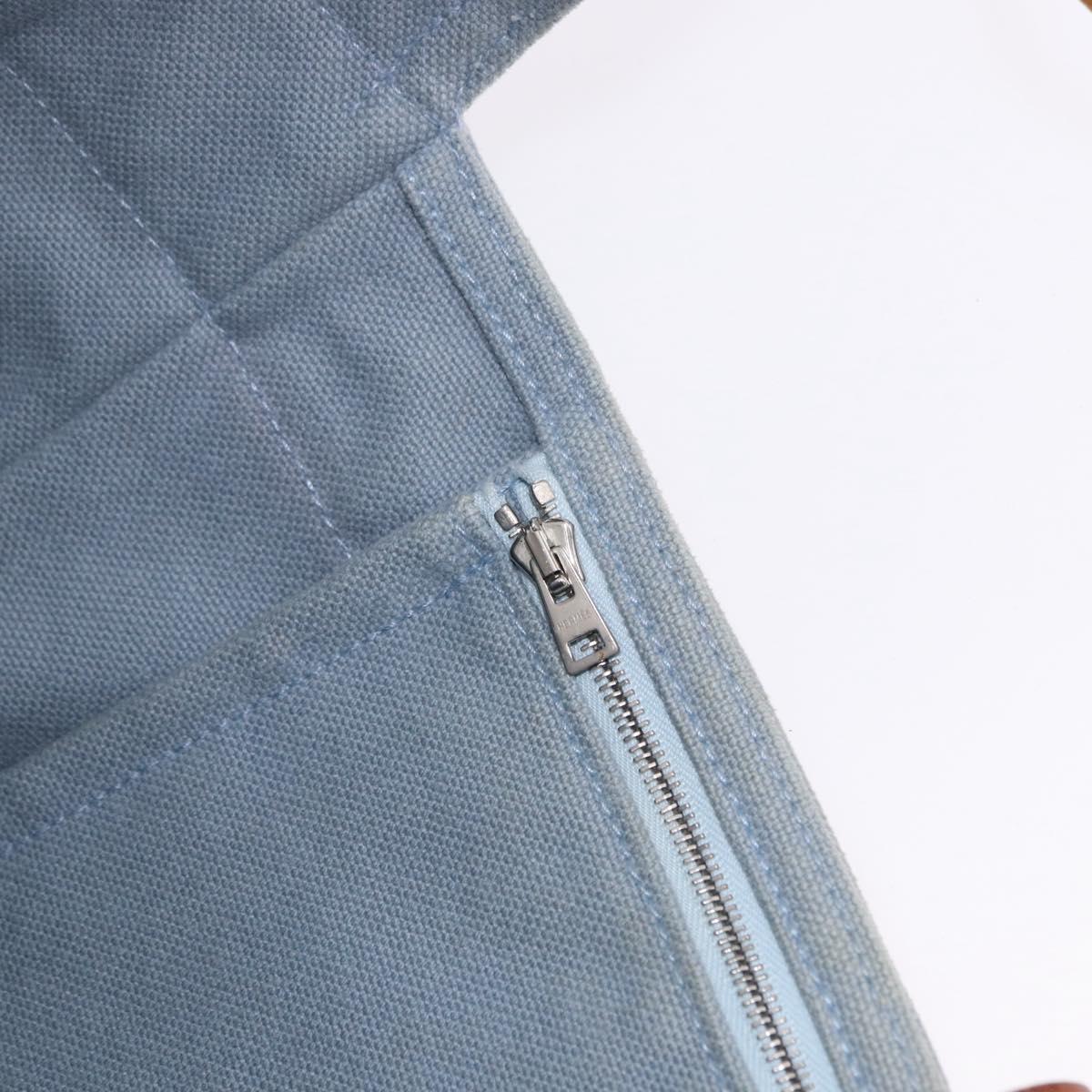 HERMES Marwali GM Shoulder Bag Canvas Light Blue Silver Auth ep15167