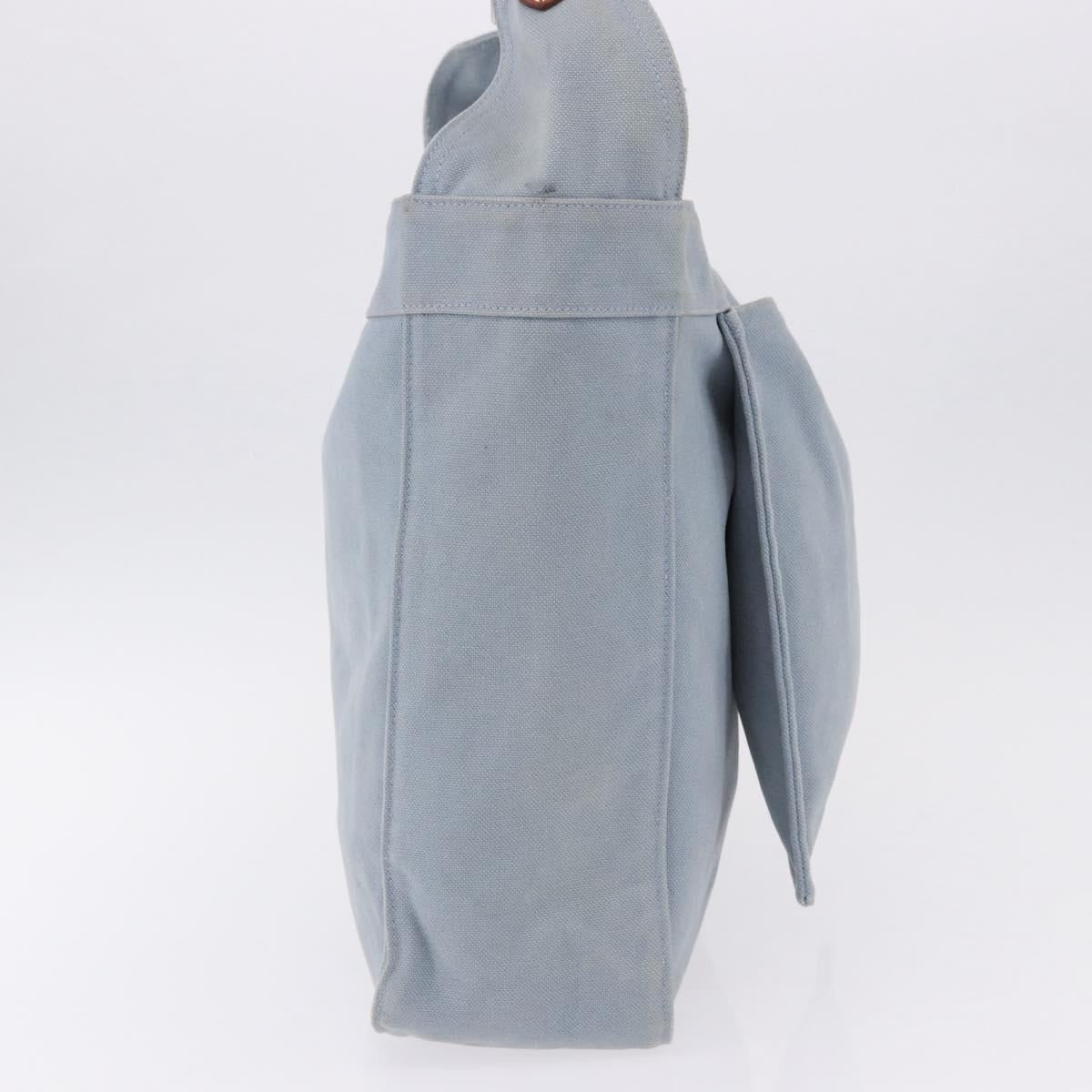 HERMES Marwali GM Shoulder Bag Canvas Light Blue Silver Auth ep15167
