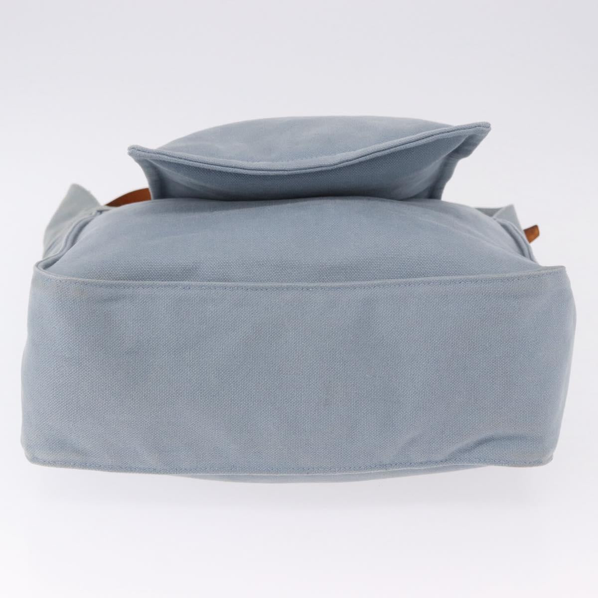 HERMES Marwali GM Shoulder Bag Canvas Light Blue Silver Auth ep15167