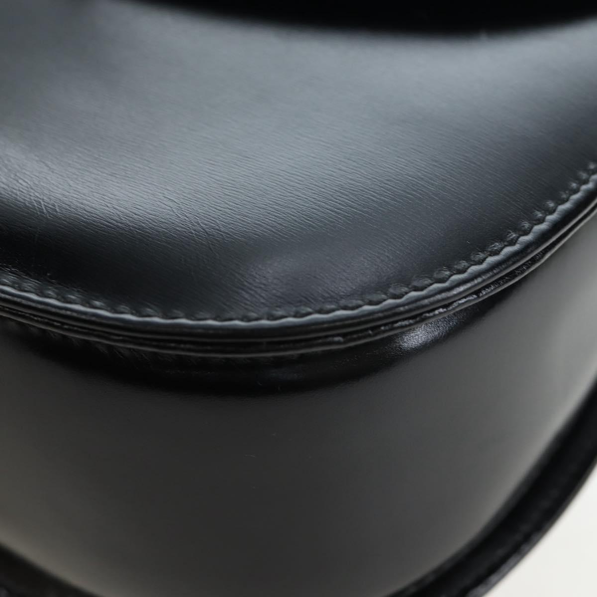 GUCCI Bamboo Hand Bag Leather 2way Black Gold Tone Auth ep15168SAV