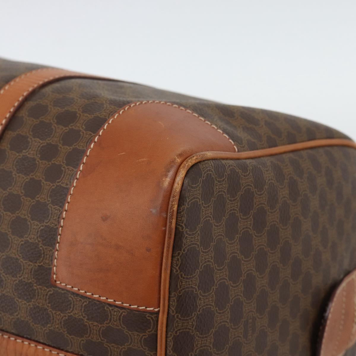 CELINE Macadam Boston Bag PVC Leather Brown Gold Tone Auth ep15169