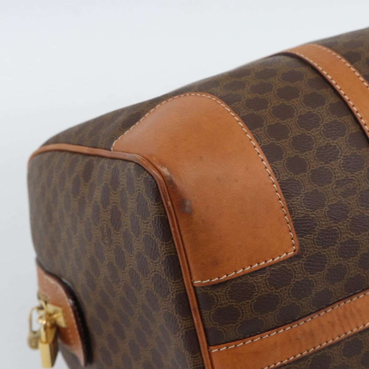 CELINE Macadam Boston Bag PVC Leather Brown Gold Tone Auth ep15169