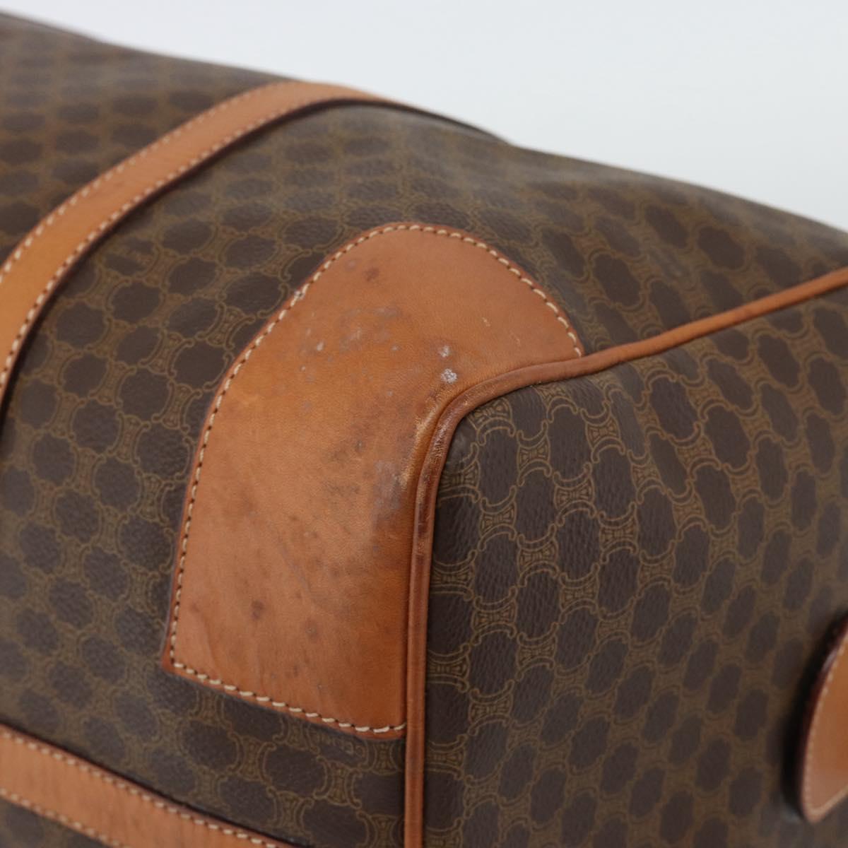 CELINE Macadam Boston Bag PVC Leather Brown Gold Tone Auth ep15169