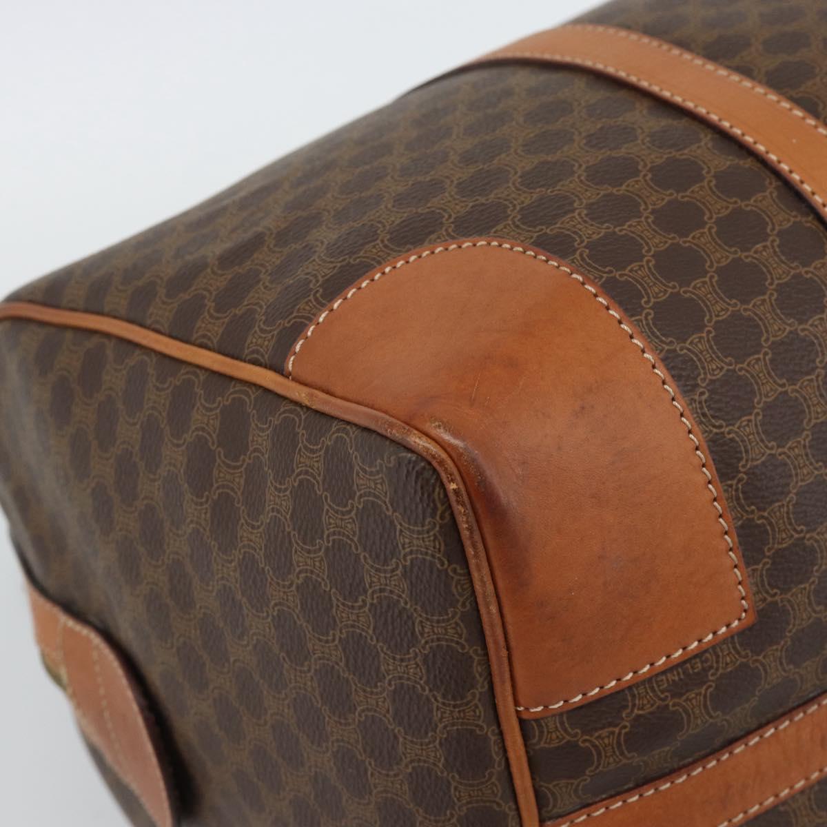 CELINE Macadam Boston Bag PVC Leather Brown Gold Tone Auth ep15169