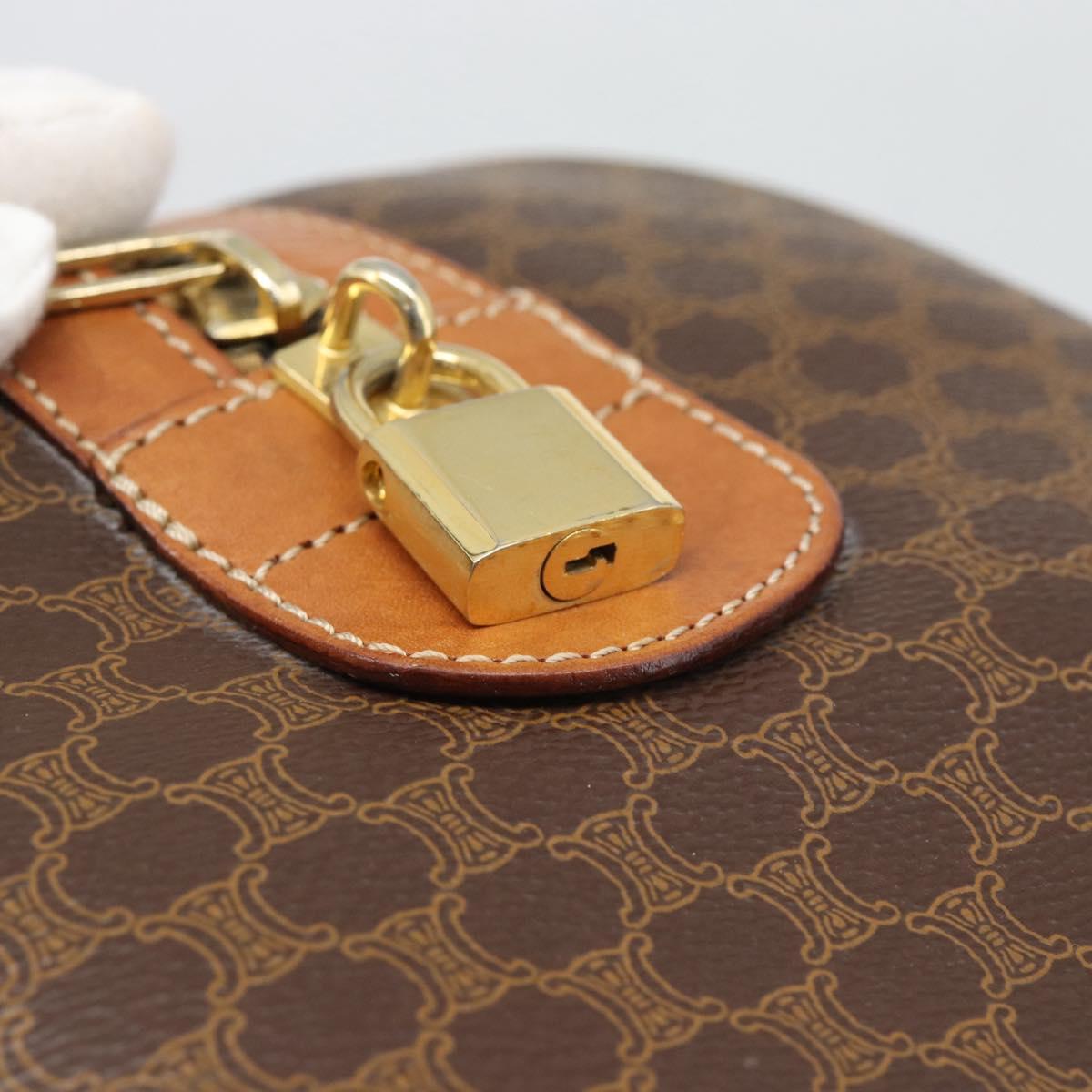 CELINE Macadam Boston Bag PVC Leather Brown Gold Tone Auth ep15169