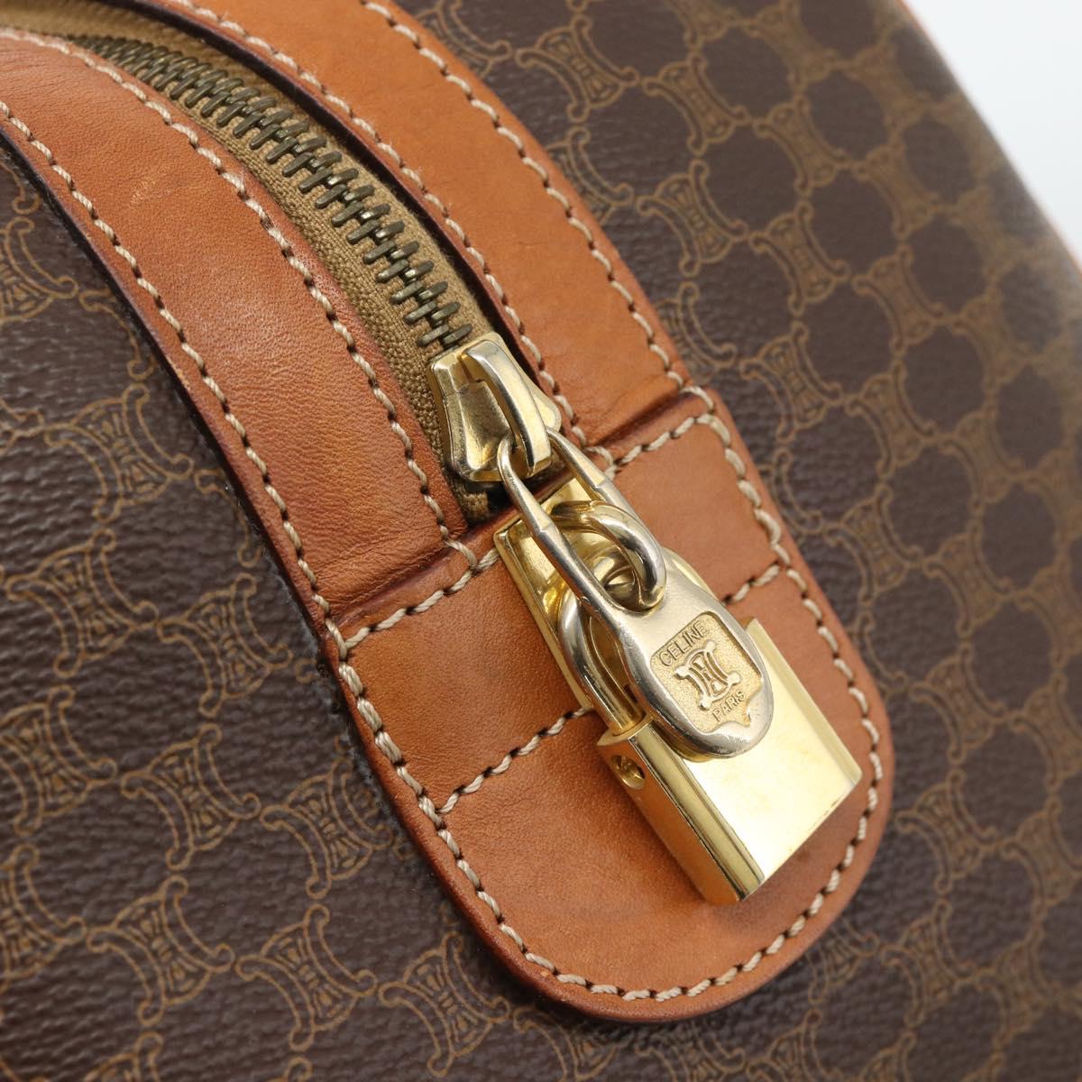CELINE Macadam Boston Bag PVC Leather Brown Gold Tone Auth ep15169