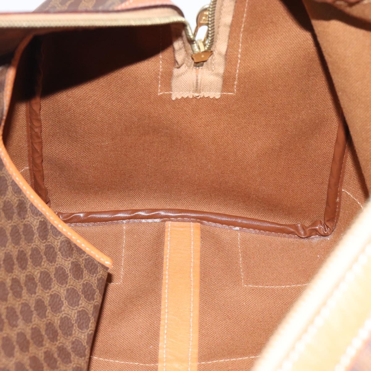 CELINE Macadam Boston Bag PVC Leather Brown Gold Tone Auth ep15169