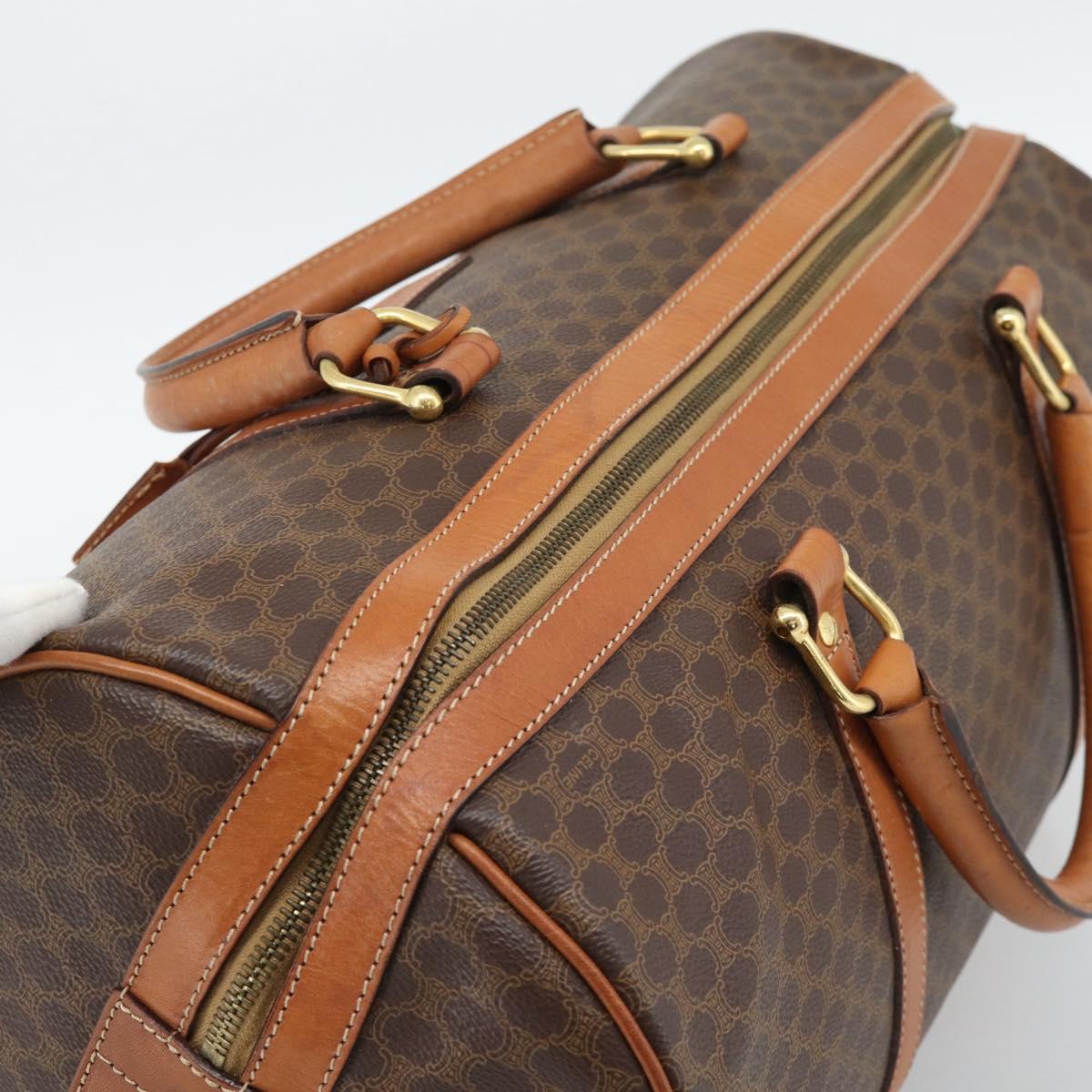 CELINE Macadam Boston Bag PVC Leather Brown Gold Tone Auth ep15169