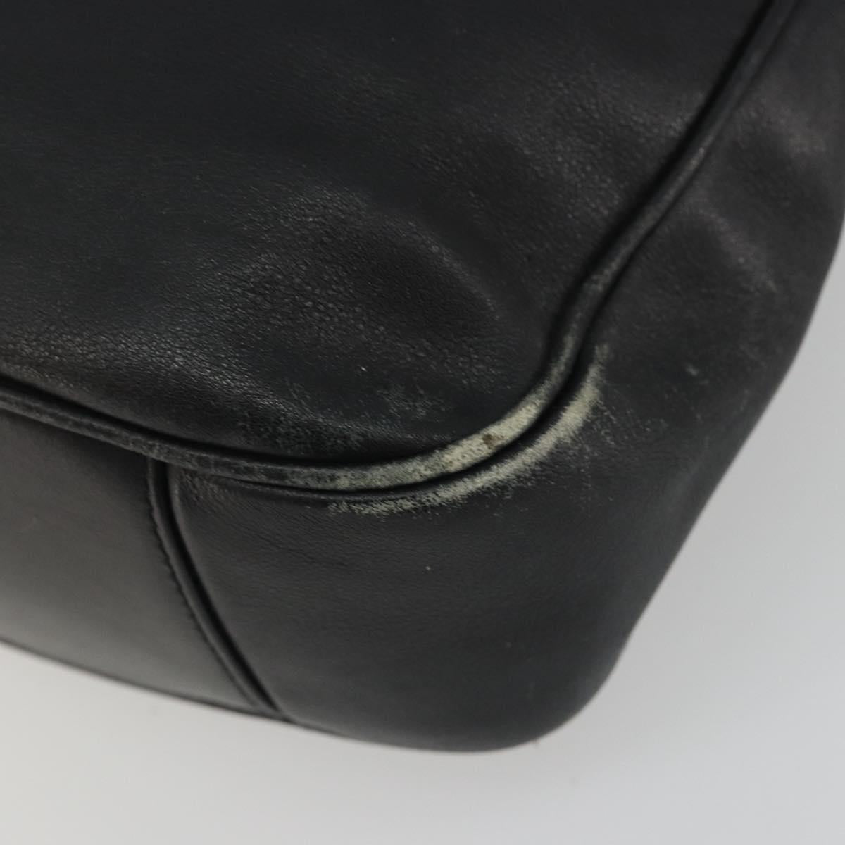 GUCCI Bamboo Hand Bag Leather Black Gold Tone 004 123 1638 Auth ep15174