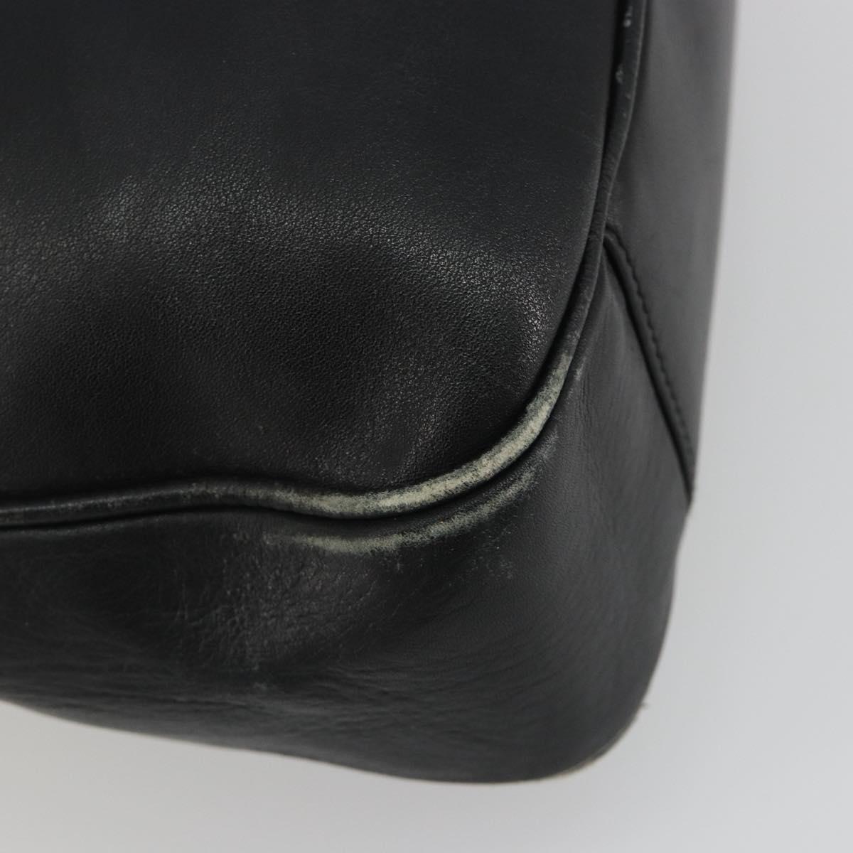 GUCCI Bamboo Hand Bag Leather Black Gold Tone 004 123 1638 Auth ep15174