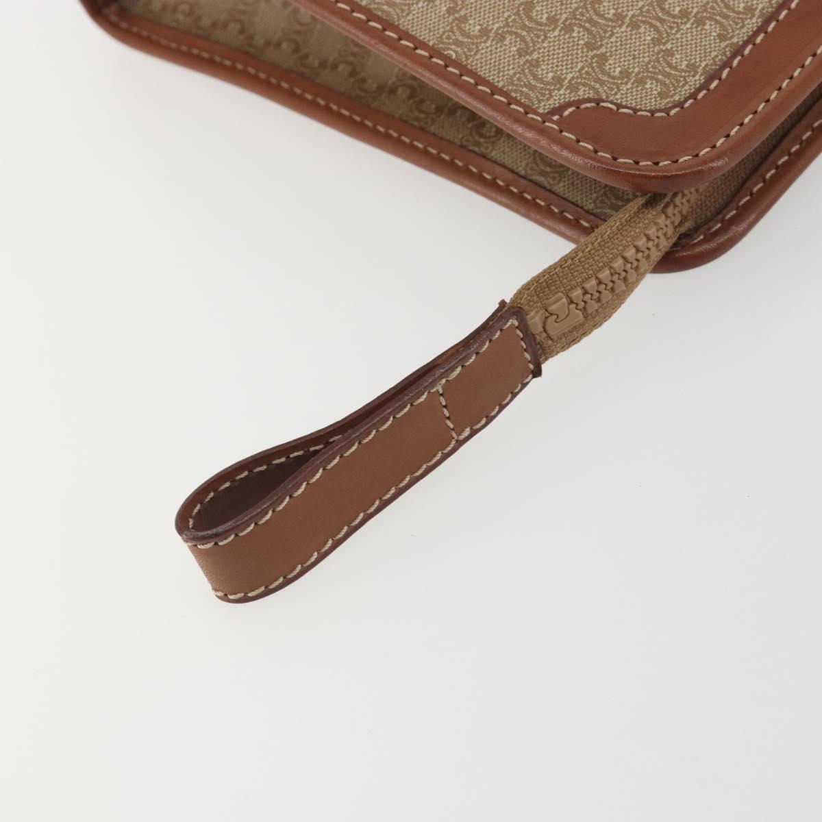 CELINE Macadam Clutch Bag PVC Leather Beige Gold Tone Auth ep15177