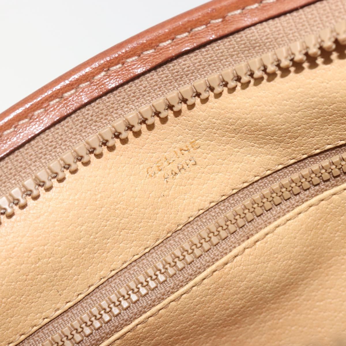 CELINE Macadam Clutch Bag PVC Leather Beige Gold Tone Auth ep15177