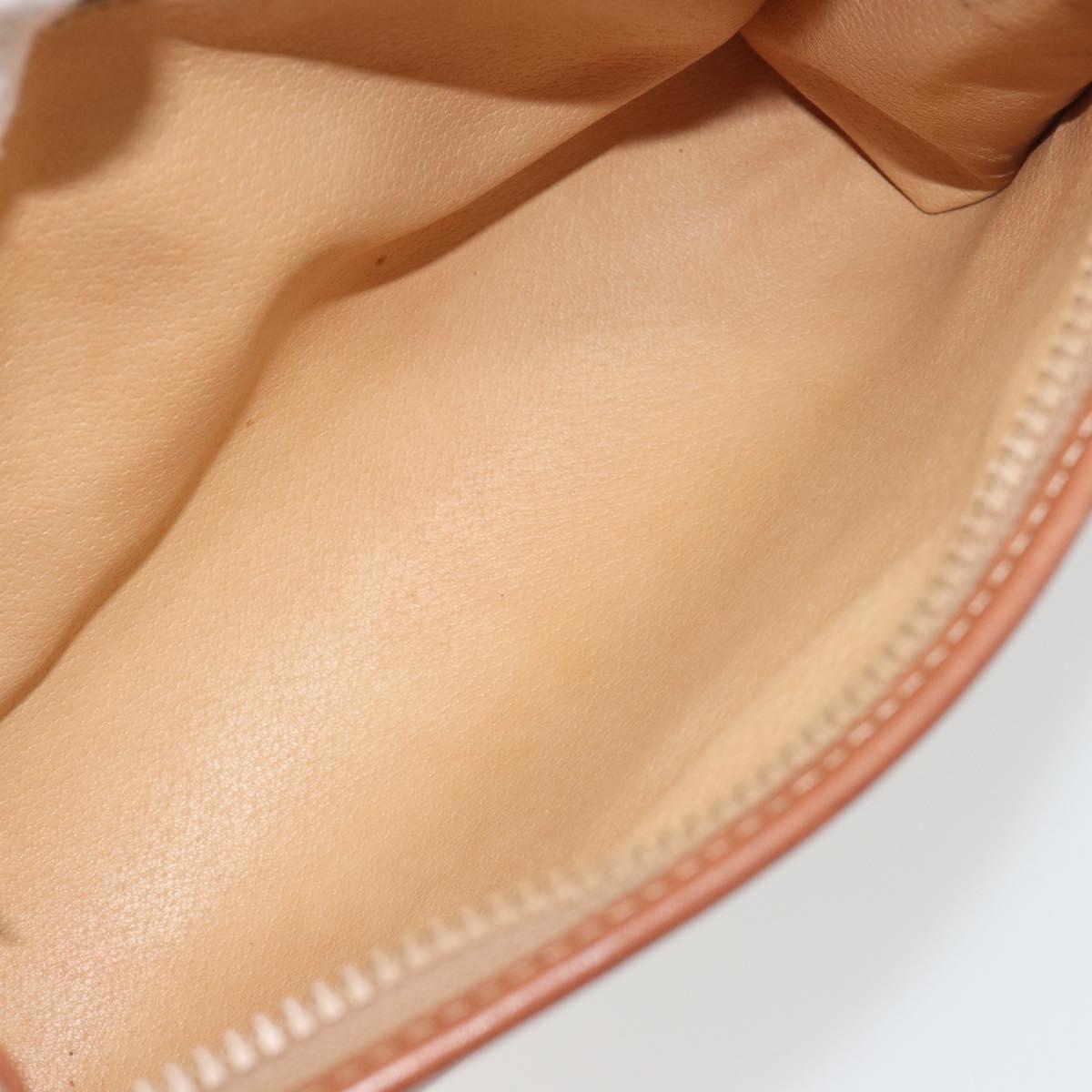 CELINE Macadam Clutch Bag PVC Leather Beige Gold Tone Auth ep15177