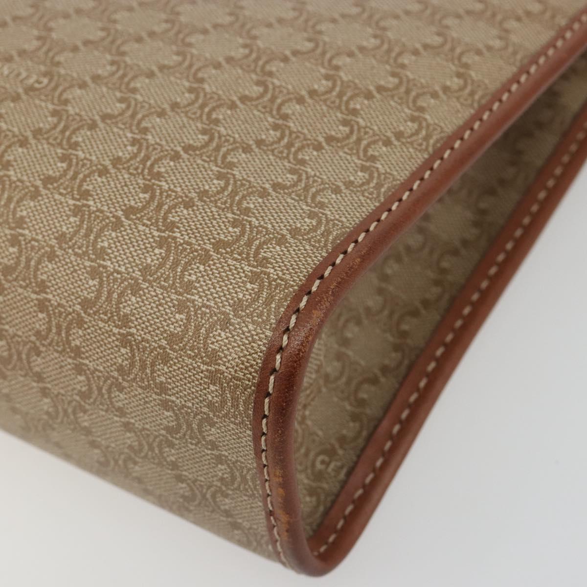 CELINE Macadam Clutch Bag PVC Leather Beige Gold Tone Auth ep15177