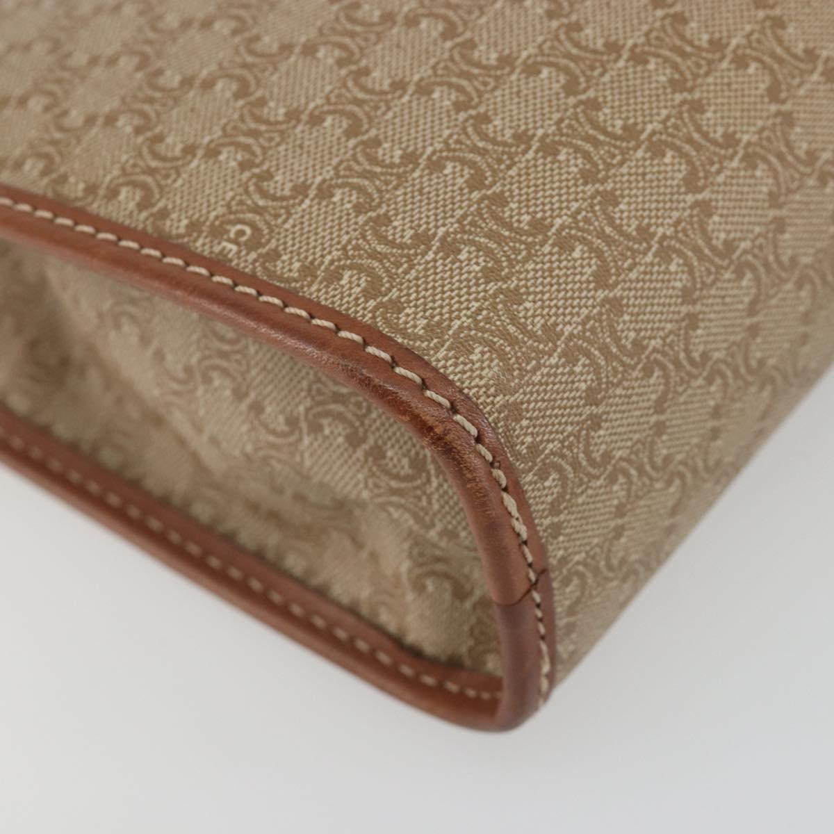 CELINE Macadam Clutch Bag PVC Leather Beige Gold Tone Auth ep15177