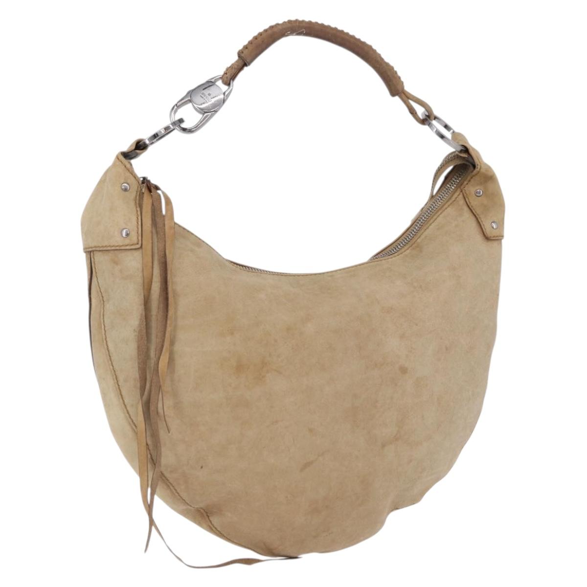 GUCCI Shoulder Bag Leather Beige Silver 95726 Auth ep15181