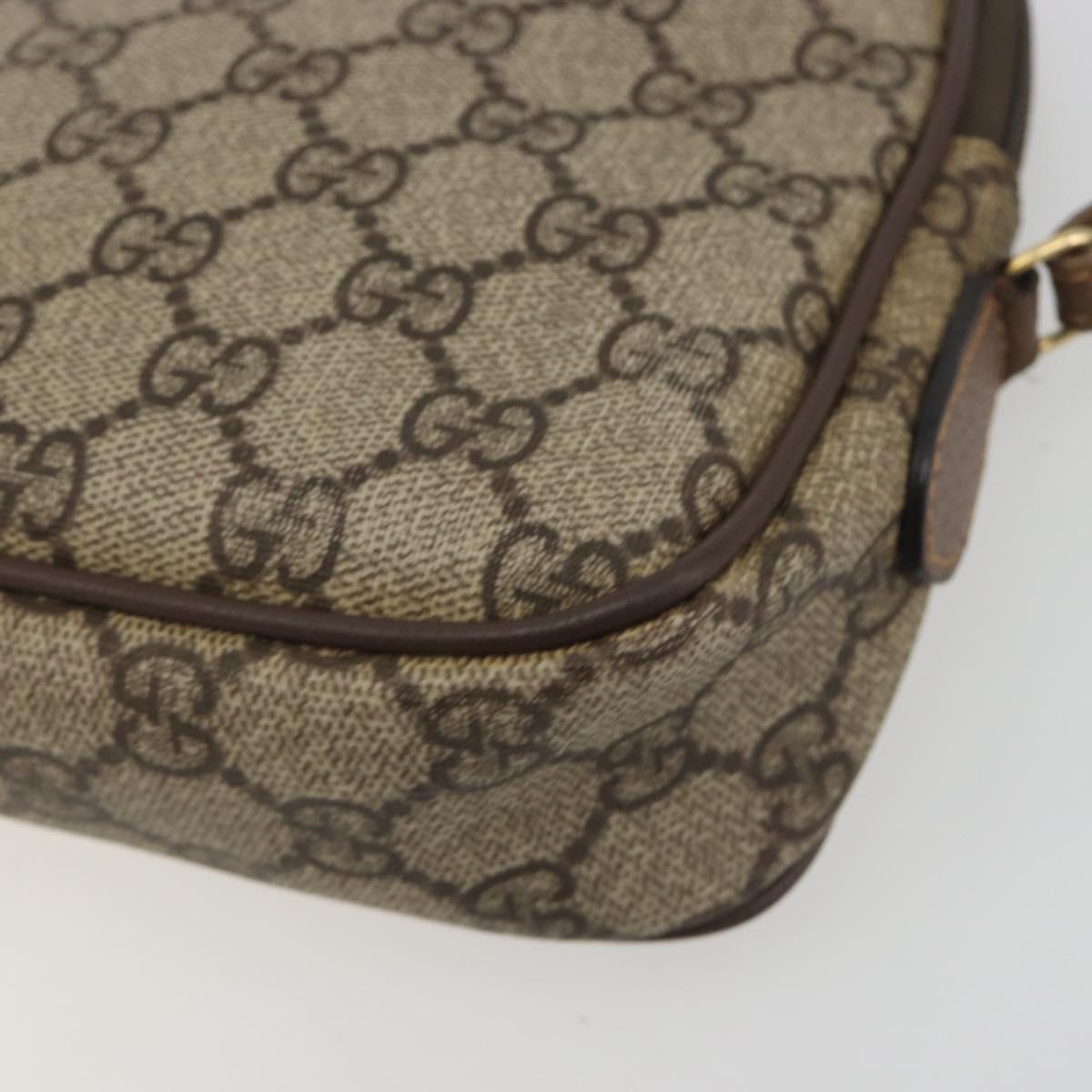 GUCCI GG Supreme Shoulder Bag PVC Leather Beige Gold Tone Auth ep15182