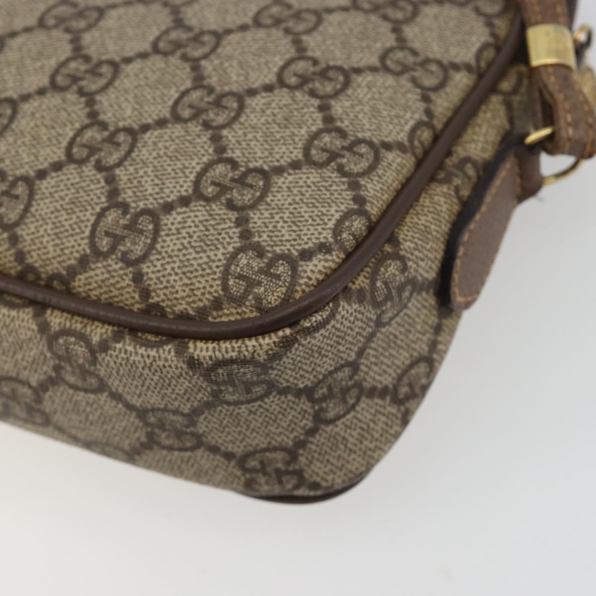 GUCCI GG Supreme Shoulder Bag PVC Leather Beige Gold Tone Auth ep15182