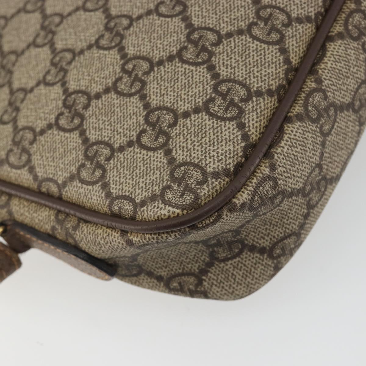 GUCCI GG Supreme Shoulder Bag PVC Leather Beige Gold Tone Auth ep15182