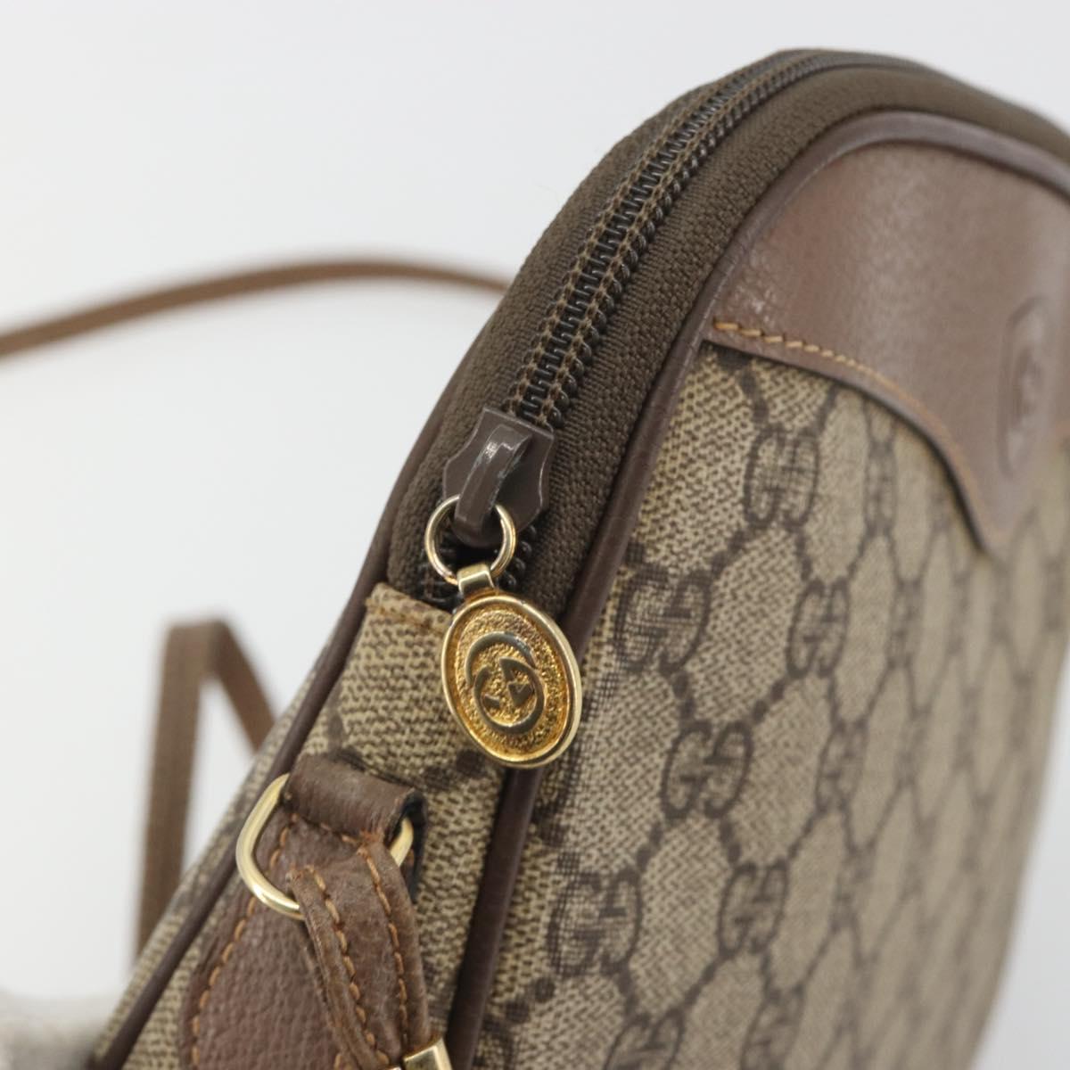 GUCCI GG Supreme Shoulder Bag PVC Leather Beige Gold Tone Auth ep15182