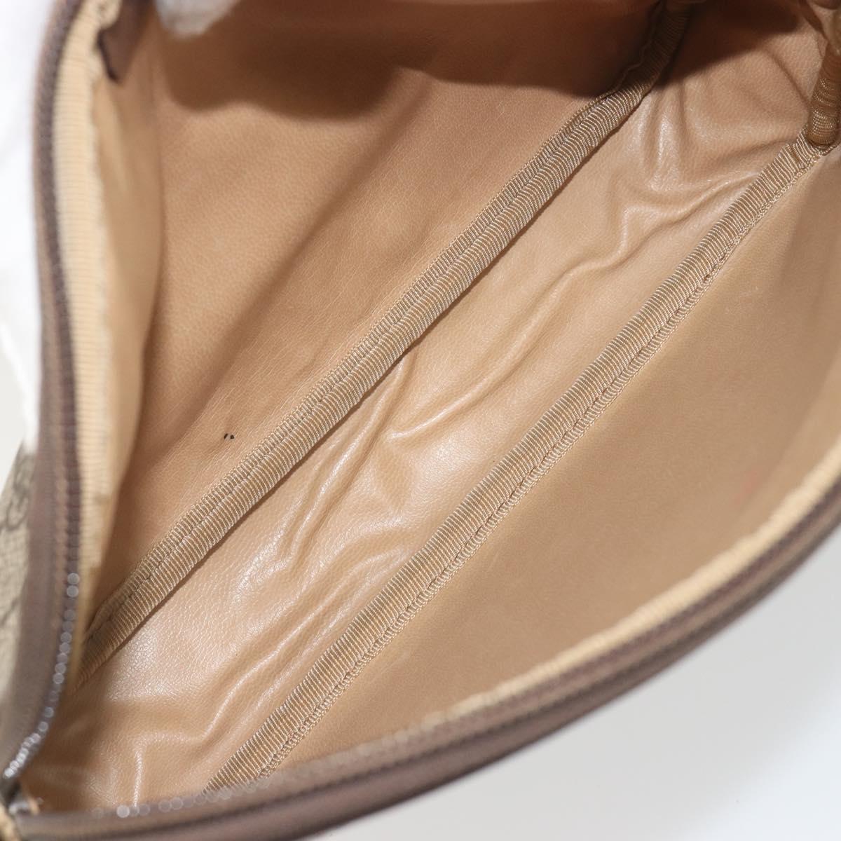 GUCCI GG Supreme Shoulder Bag PVC Leather Beige Gold Tone Auth ep15182