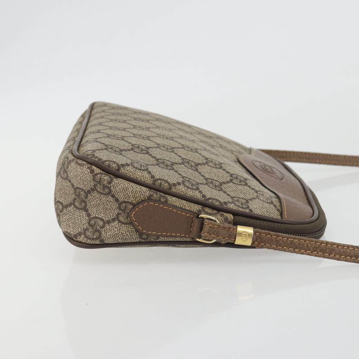 GUCCI GG Supreme Shoulder Bag PVC Leather Beige Gold Tone Auth ep15182