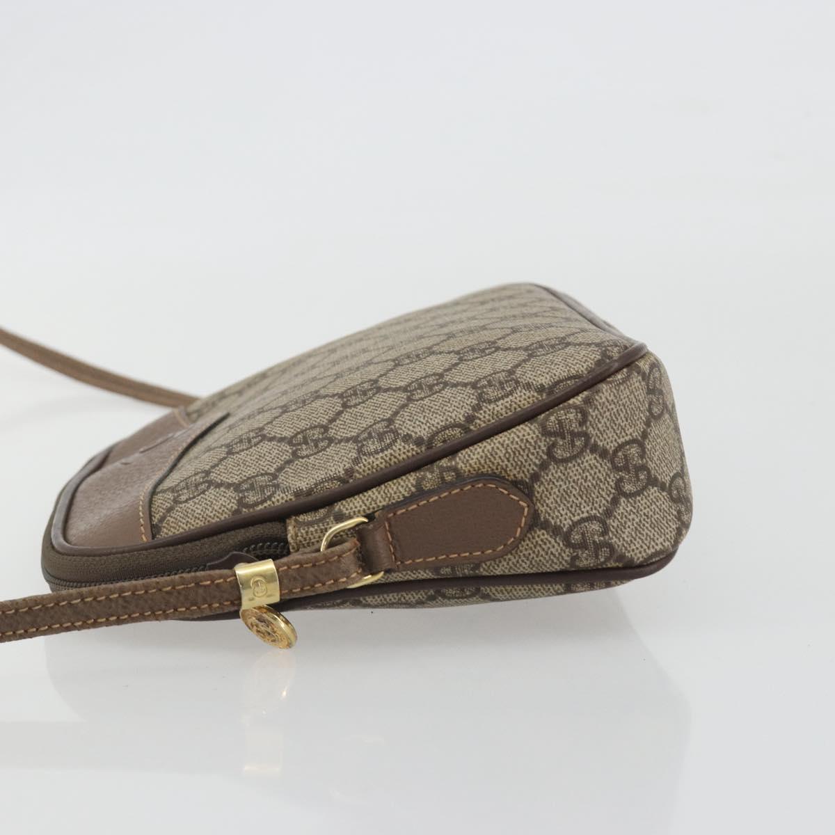 GUCCI GG Supreme Shoulder Bag PVC Leather Beige Gold Tone Auth ep15182