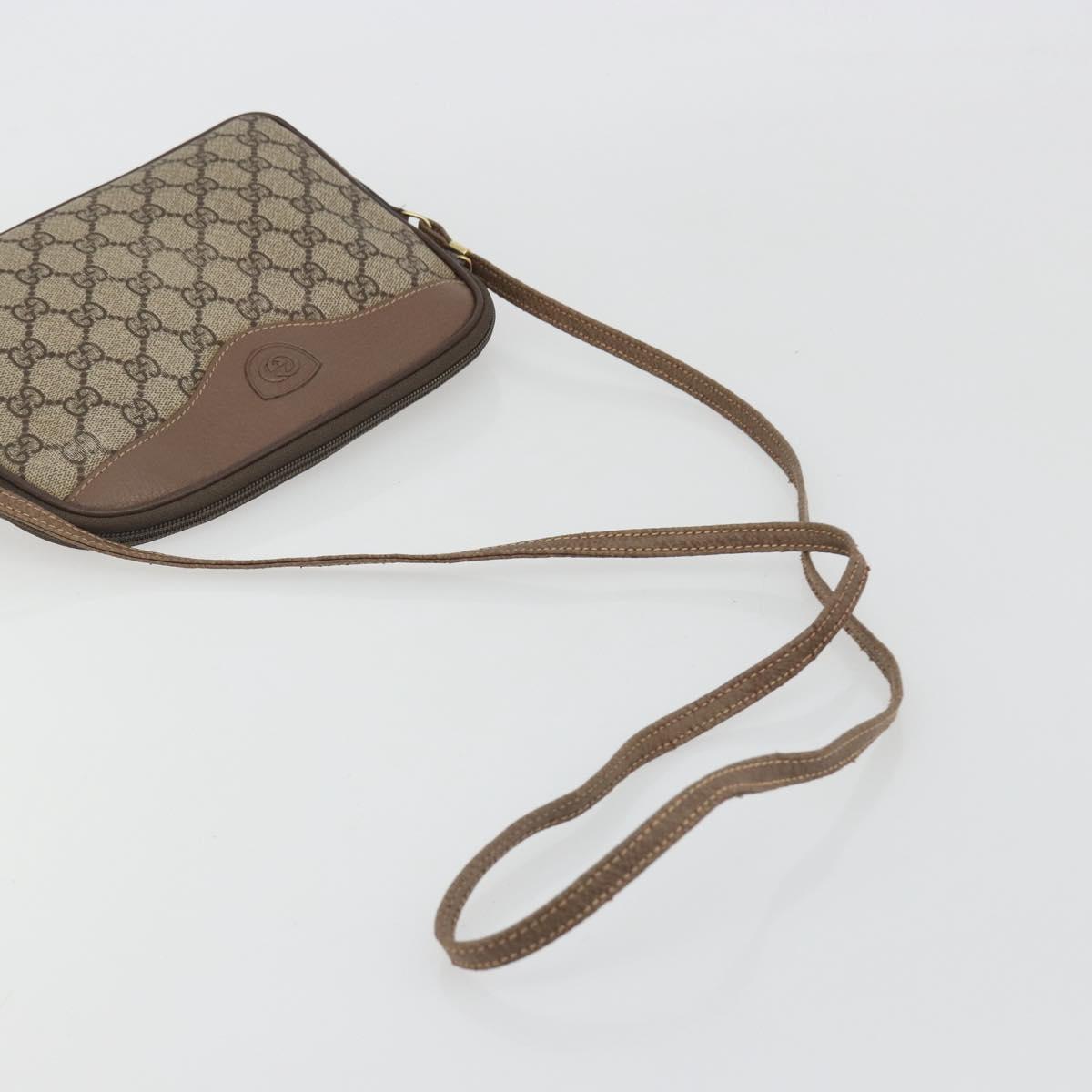 GUCCI GG Supreme Shoulder Bag PVC Leather Beige Gold Tone Auth ep15182