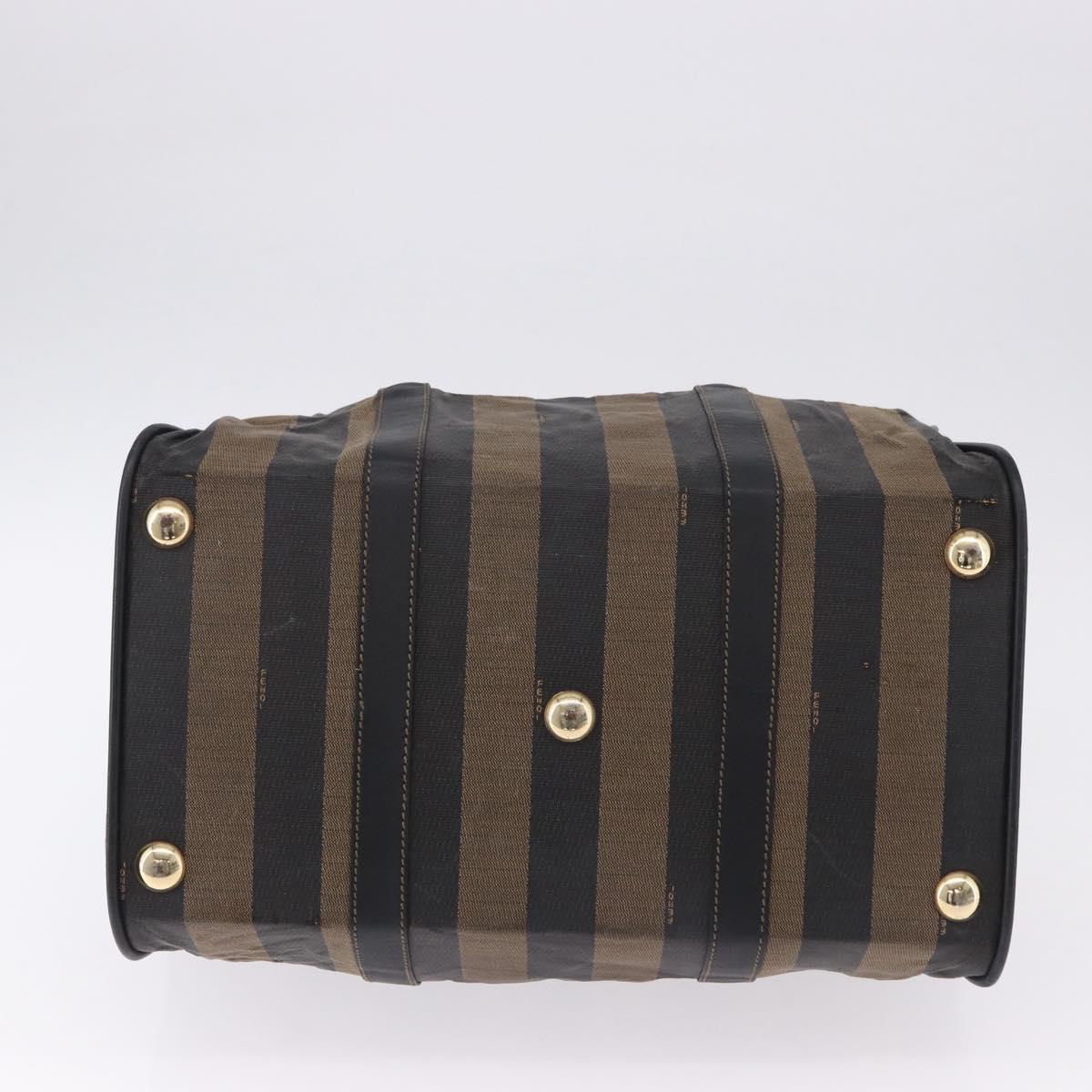 FENDI Pecan Canvas Boston Bag 2way Black Gold Tone Auth ep15183