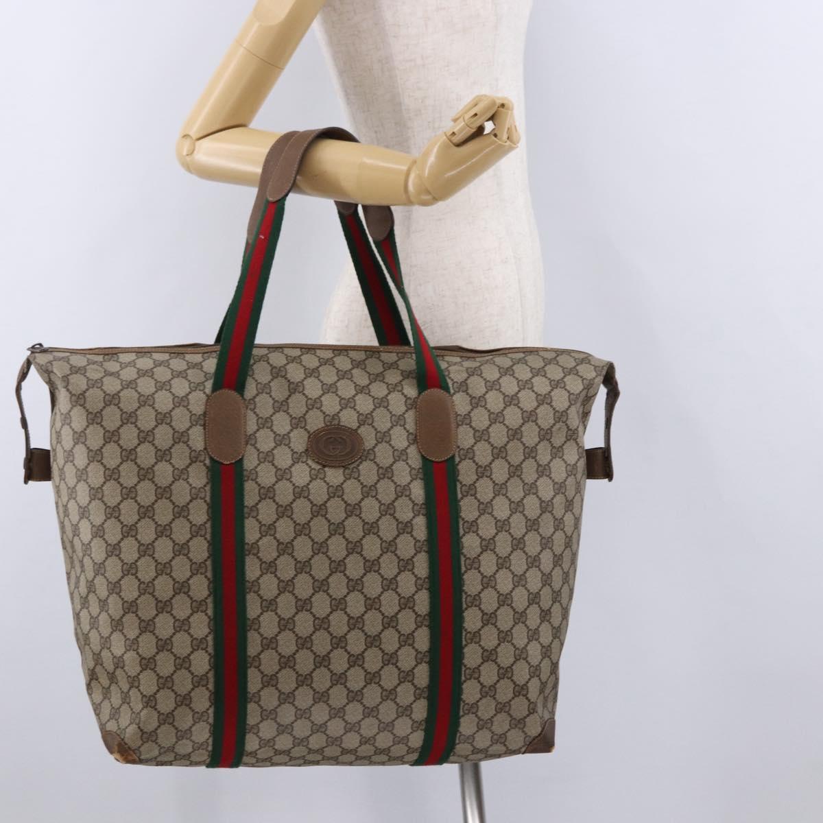 GUCCI GG Supreme Tote Bag PVC Leather Beige 89 19 012 Auth ep15184