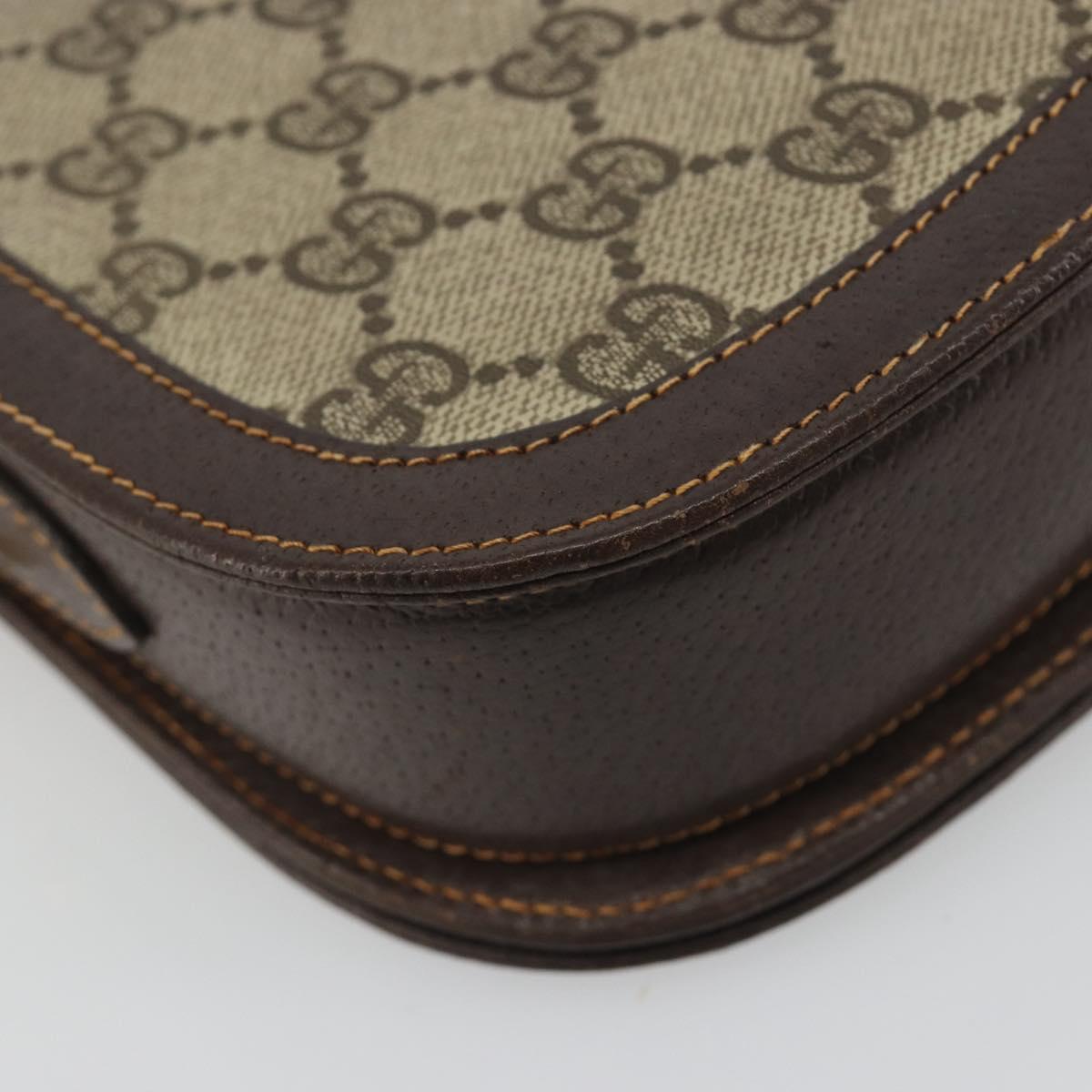 GUCCI GG Supreme Shoulder Bag PVC Leather Beige Gold Tone Auth ep15186