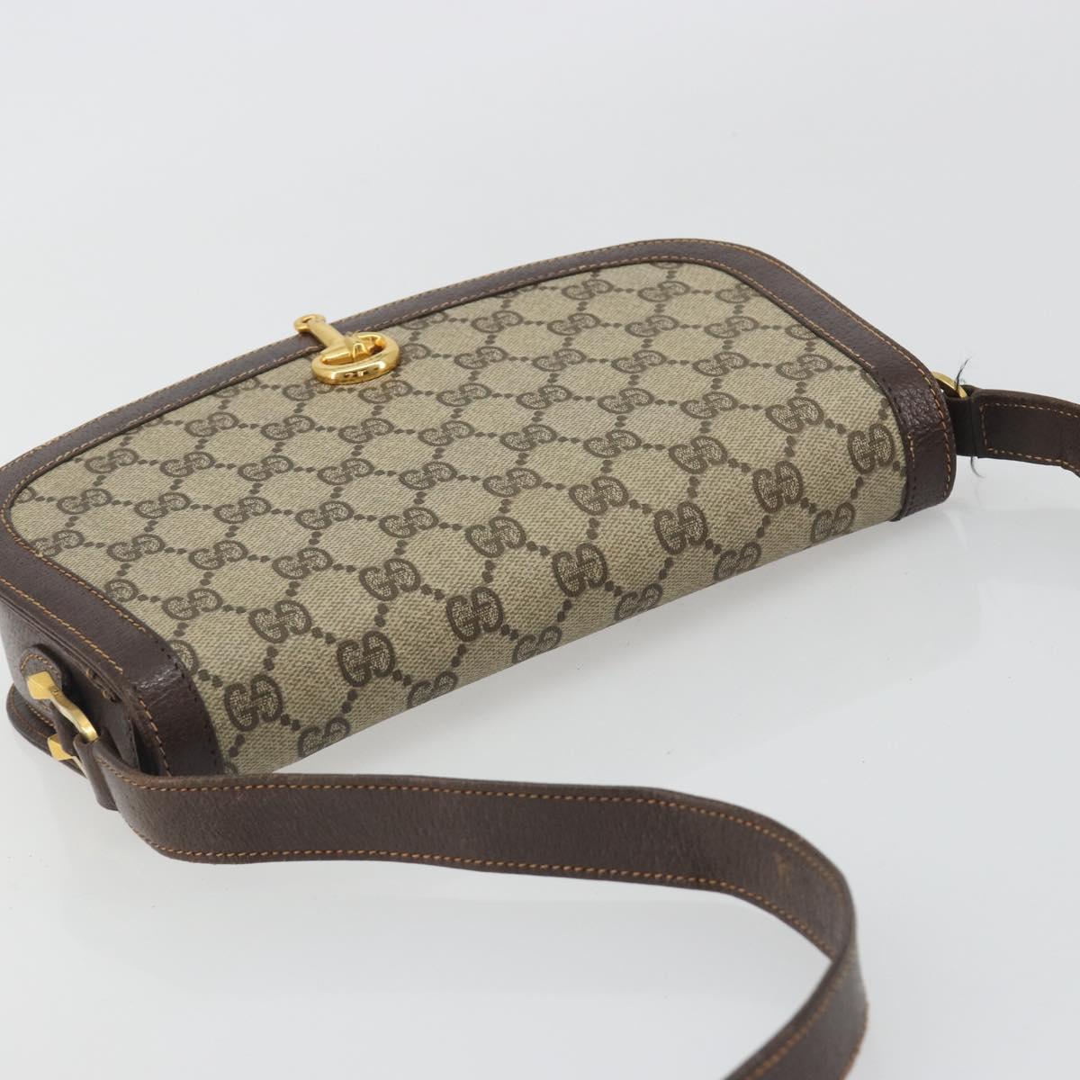 GUCCI GG Supreme Shoulder Bag PVC Leather Beige Gold Tone Auth ep15186