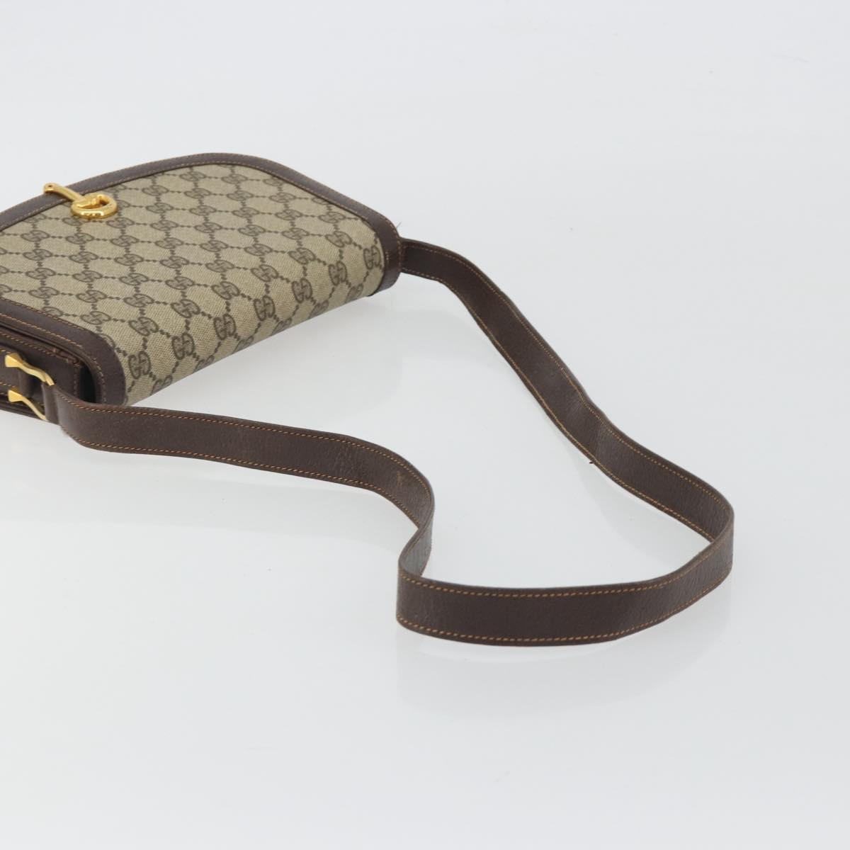 GUCCI GG Supreme Shoulder Bag PVC Leather Beige Gold Tone Auth ep15186