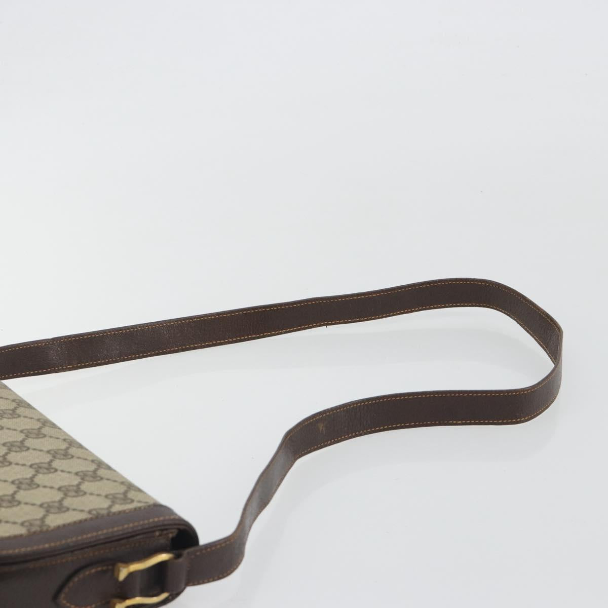 GUCCI GG Supreme Shoulder Bag PVC Leather Beige Gold Tone Auth ep15186