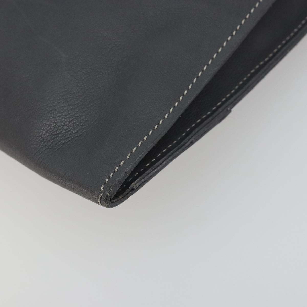 LOEWE Clutch Bag Leather Gray Auth ep15192