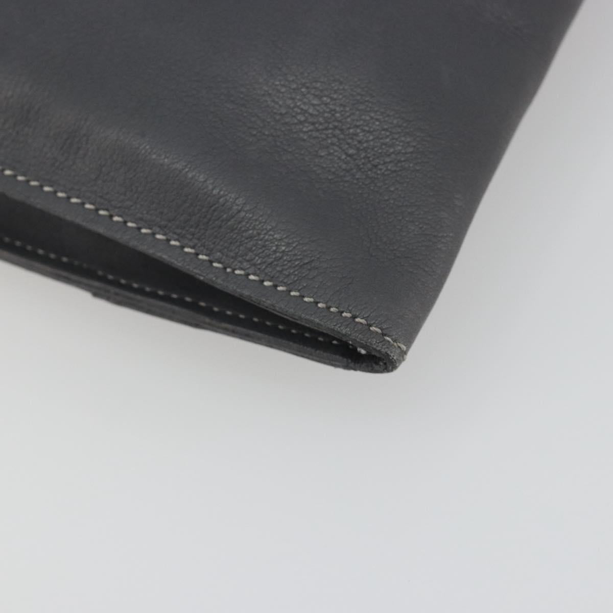 LOEWE Clutch Bag Leather Gray Auth ep15192